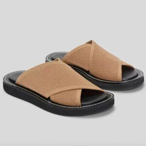 Everlane The ReKnit City Flatform Sandal Womens 7.5 Caramel Black